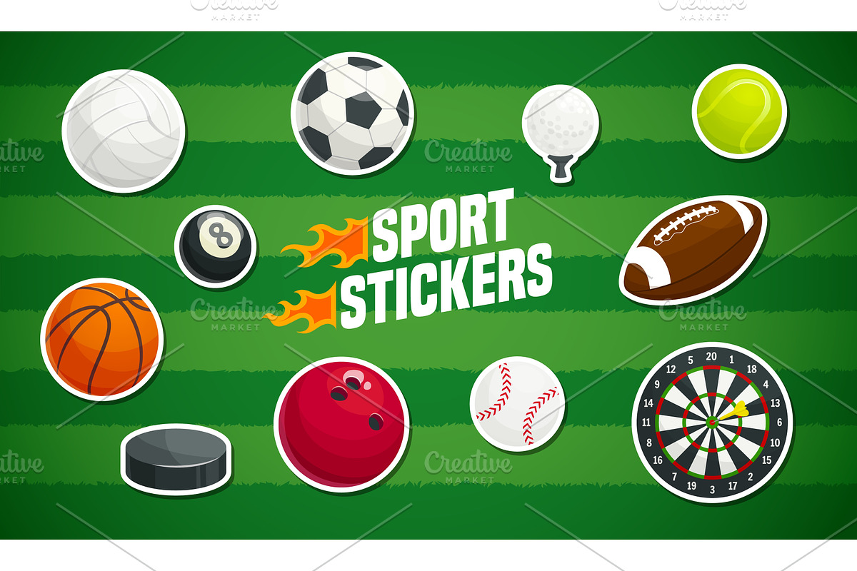 Sport game balls stickers pack, a Sport Illustration by Vector Tradition
