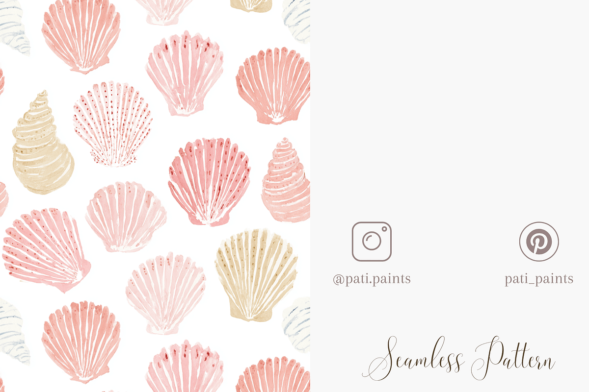 Seamless Seashell Watercolor Pattern, a Pattern Graphic by Pati Charm Studio (Photo 5 of 8)