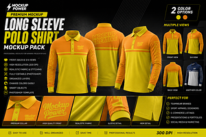 Long Sleeve Polo Shirt Mockup Pack