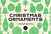 Christmas Ornaments Linocut Bundle, an Illustration by ClayStudio (Thumbnail 1 of 8)