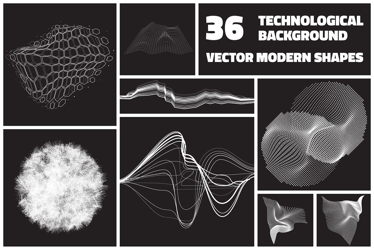 36 technological vector shapes, an Object Graphic by Vanzyst (Photo 1 of 5)