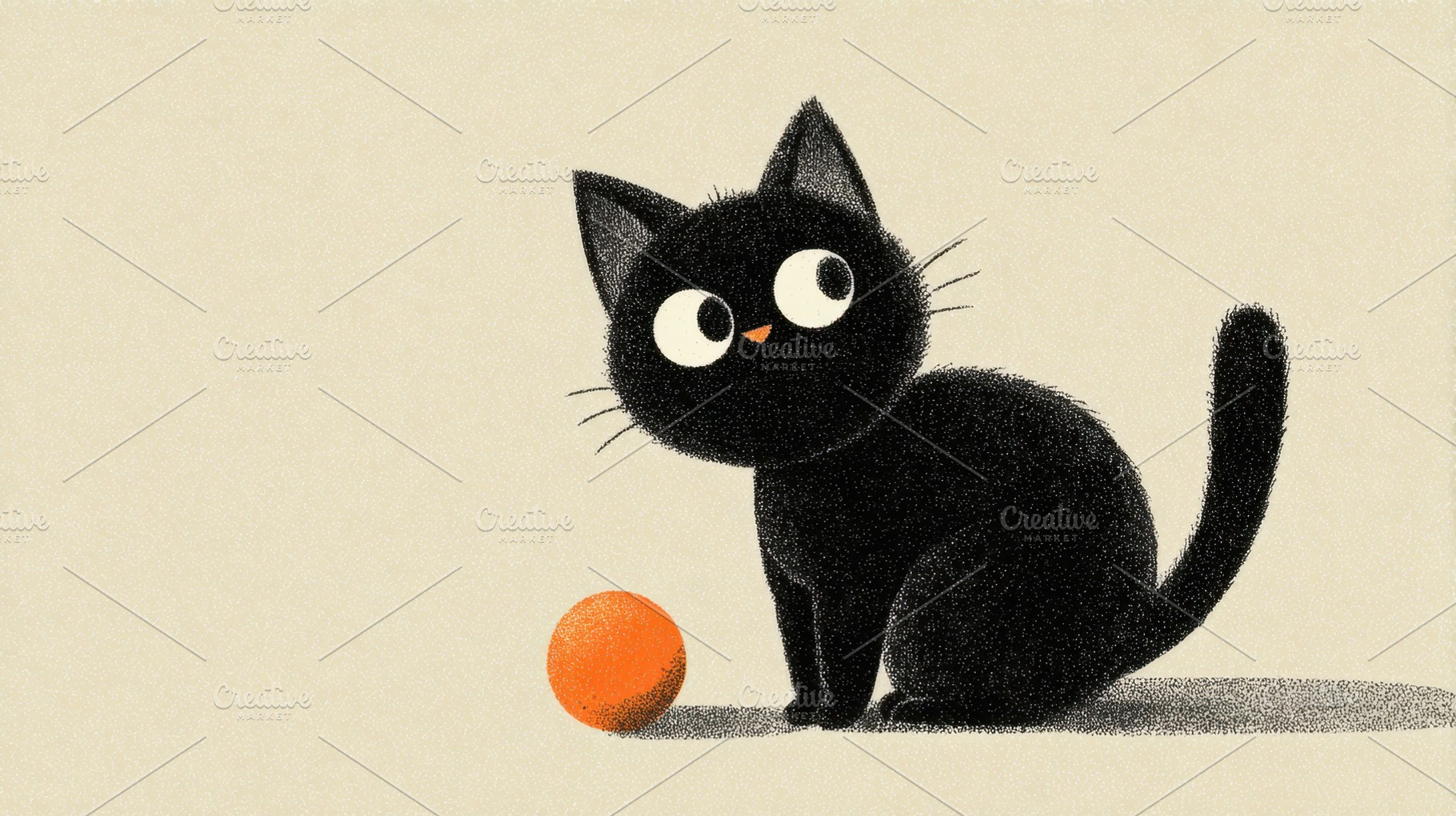 Black cat plays with ball, a Photo by Beautiful things