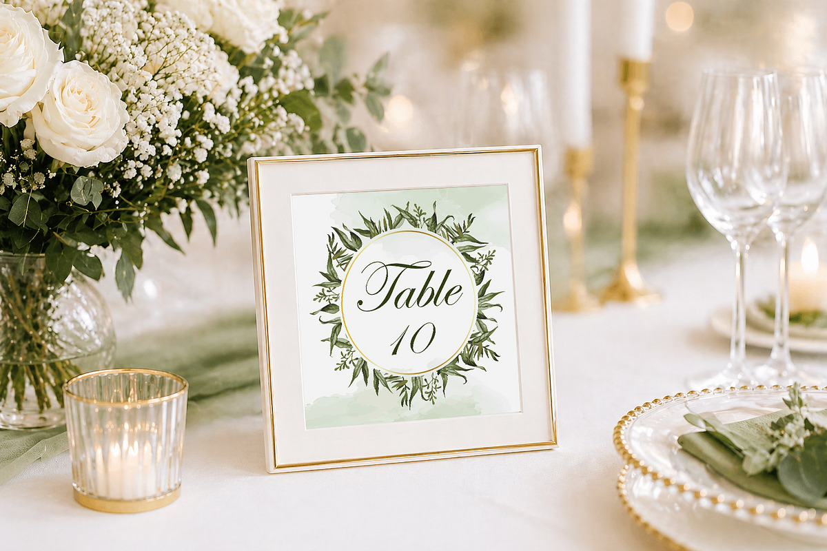 Greenery Wedding Watercolor Set, a Decorative Illustration by L- design studio (Photo 5 of 6)