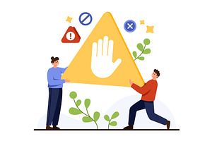 People Holding Warning Stop Sign, an Object Illustration by Flashvector