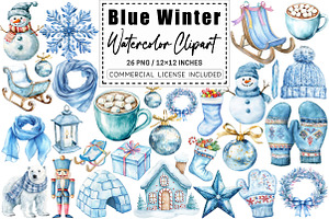 Powder Blue Winter Watercolor, a Graphic by CitraGraphics