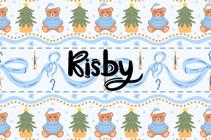 Christmas Bear Stripe Pattern
