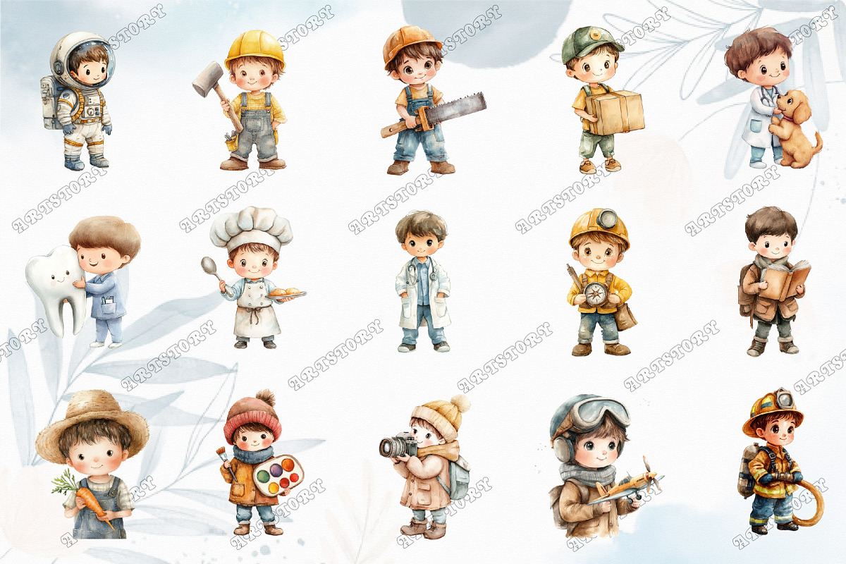 Watercolor Career Day Clipart, an Illustration by designcity5 (Photo 3 of 5)