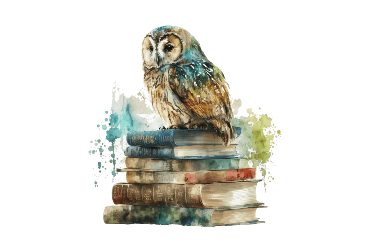 Watercolor Owl on Books Clipart Bund, an Object Graphic by Regulrcrative (Photo 6 of 7)