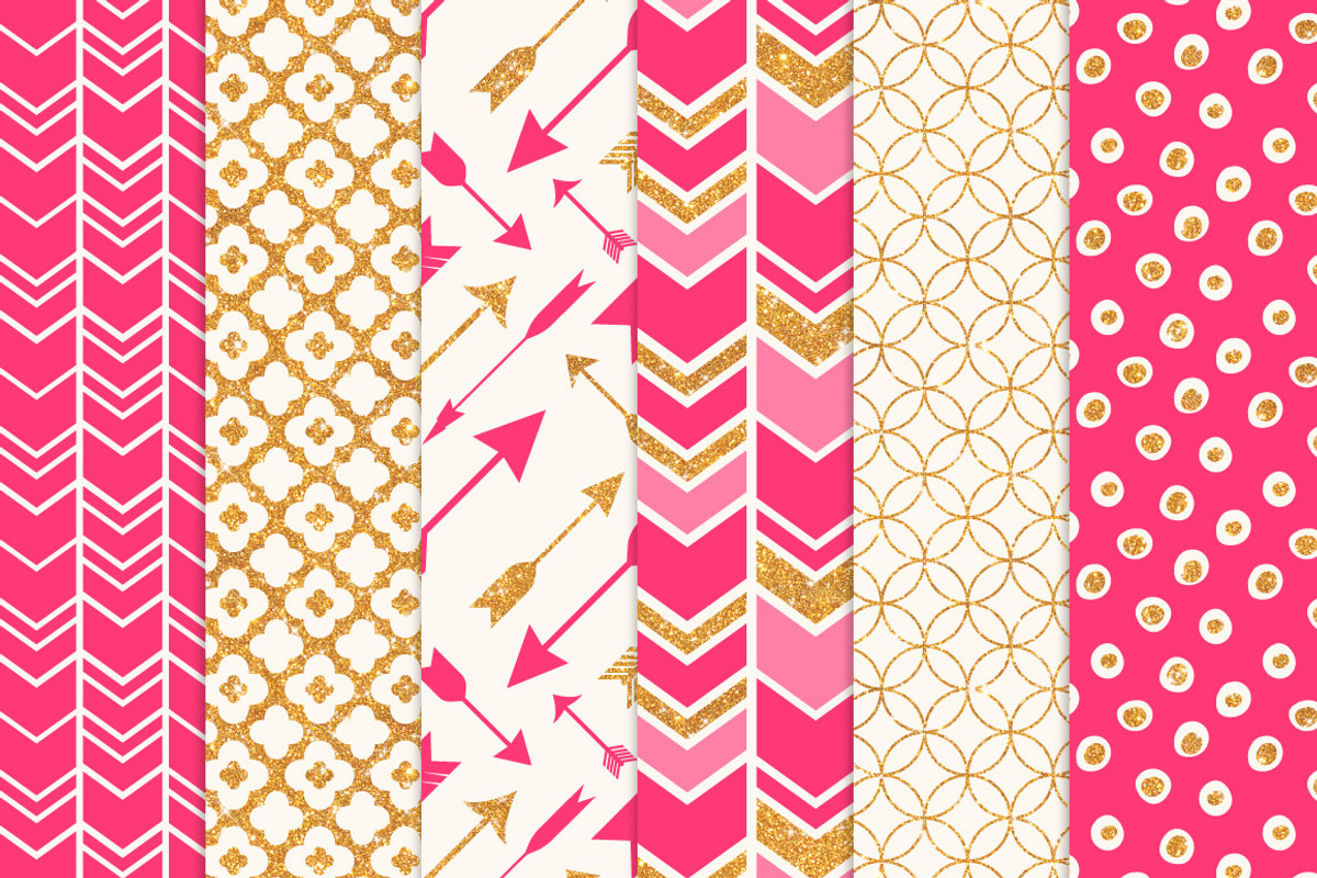 Hot Pink Bohemian Glitter Patterns, a Pattern Graphic by Amanda Ilkov (Photo 3 of 3)