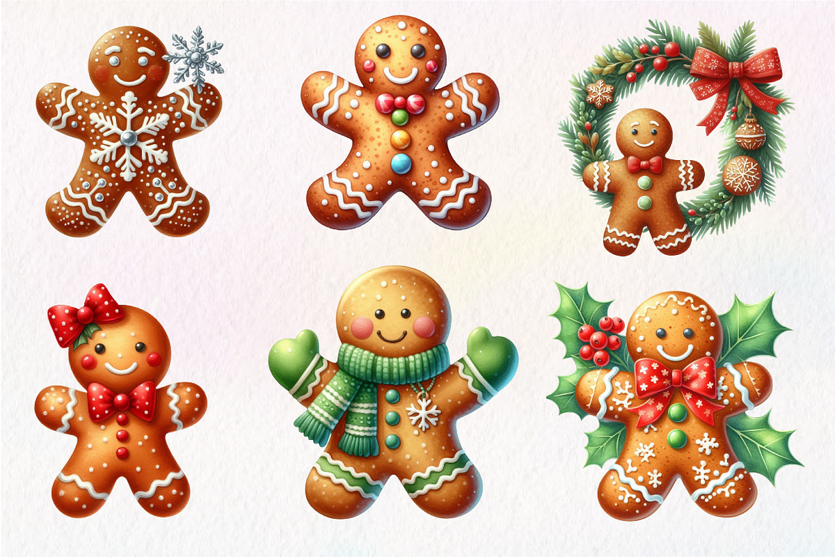 Christmas Gingerbread Man Clipart, an Illustration by Dream Creation (Photo 7 of 7)