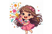 Whimsical Girl Happy NewYear clipart, a Seasonal Illustration by Creative design (Thumbnail 4 of 7)