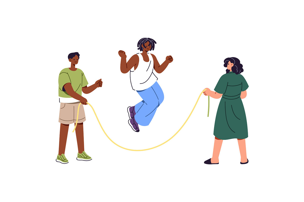 People skipping rope set, pattern, a Sport Illustration by PaperTrident (Photo 2 of 8)