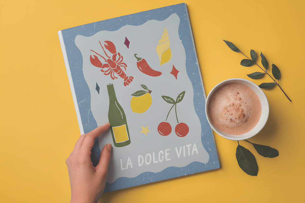 Italian Summer Retro Linocut Clipart, a Decorative Illustration by Ginny and Sam (Photo 11 of 12)