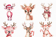 Watercolor Cute Pink Reindeer PNG, an Illustration by Craft Nest (Thumbnail 4 of 6)