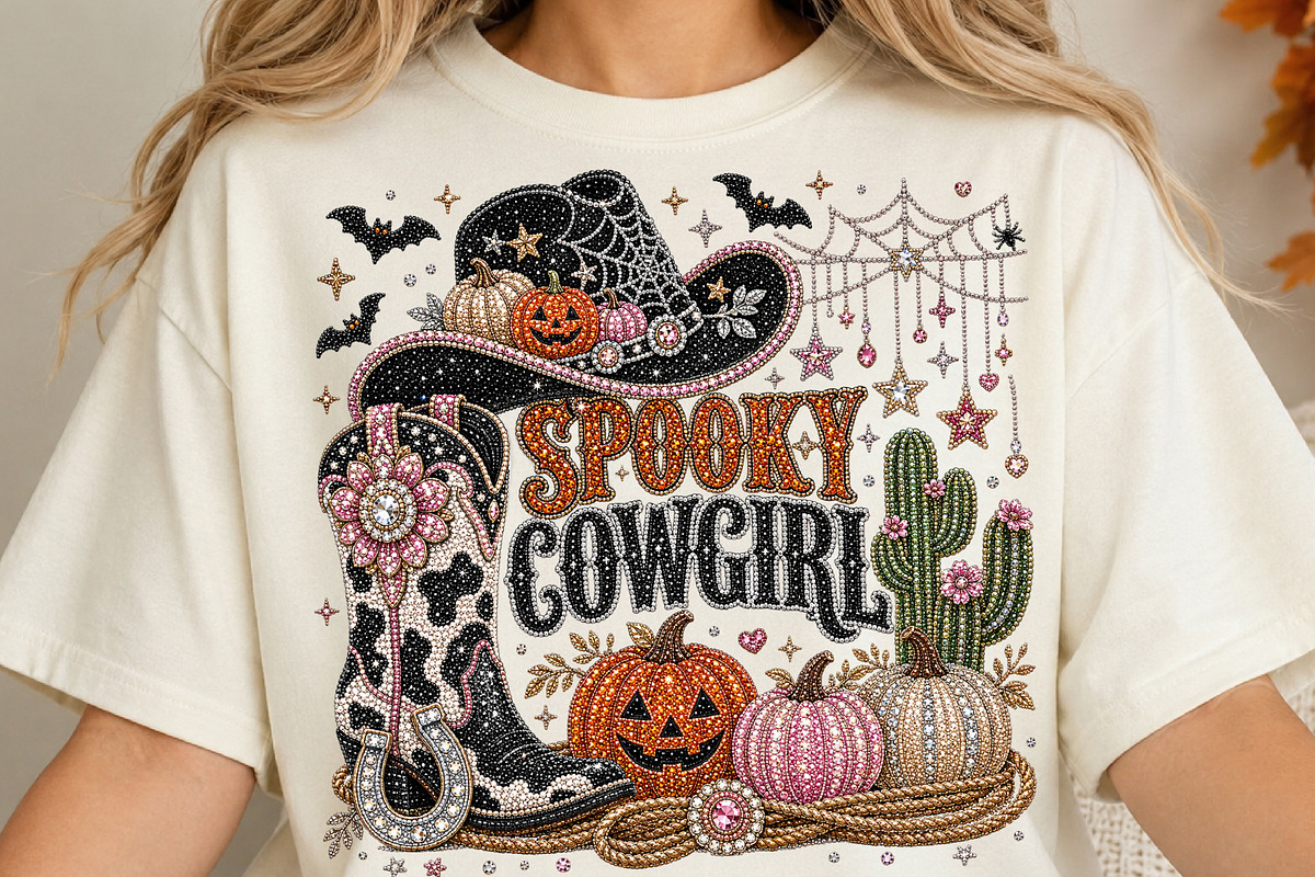 Rhinestone Western Spooky Cowgirl, a Seasonal Illustration by DreamCafeArt (Photo 4 of 6)