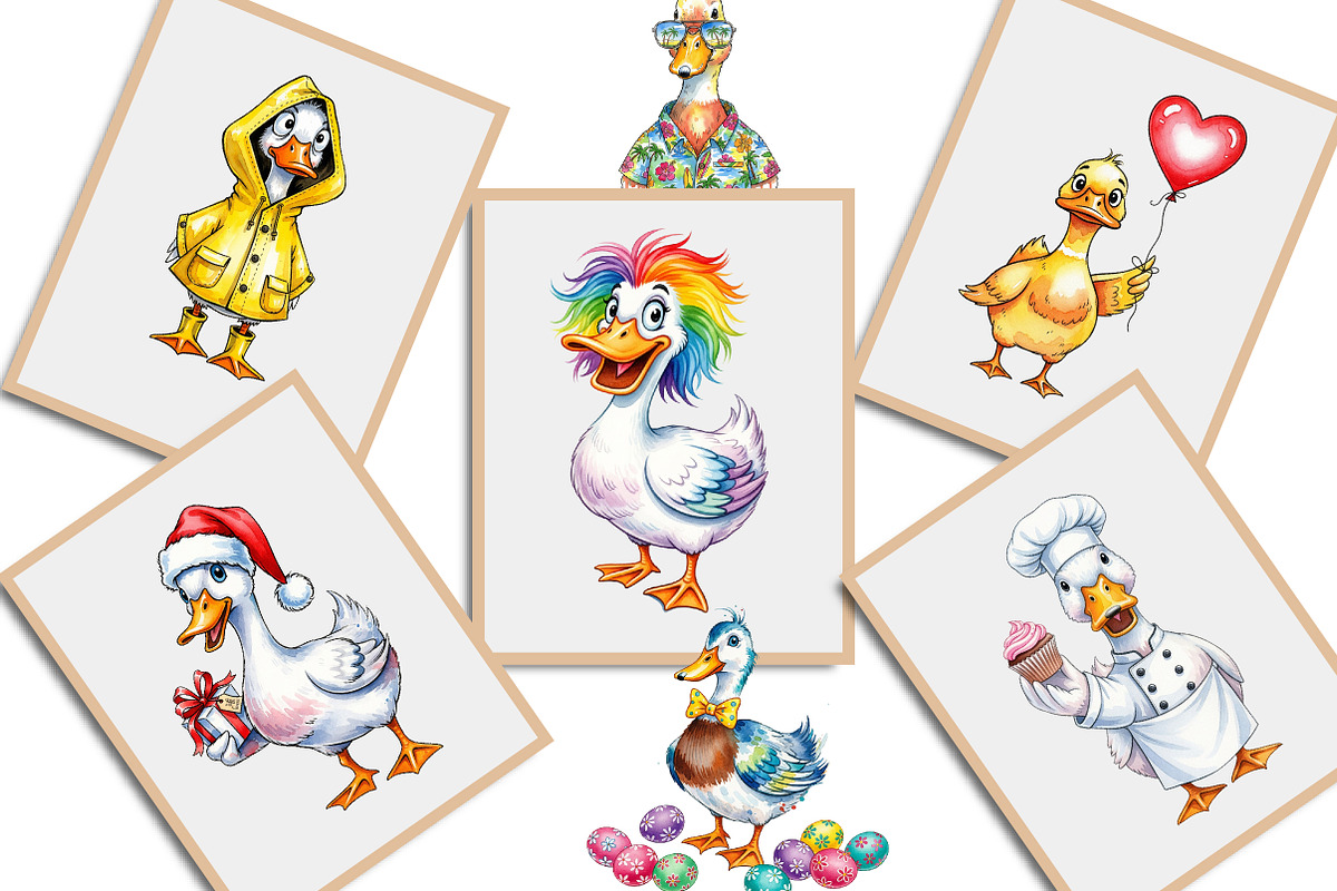 Quirky Duck Sublimation Clipart, an Illustration by Creative Art (Photo 3 of 9)