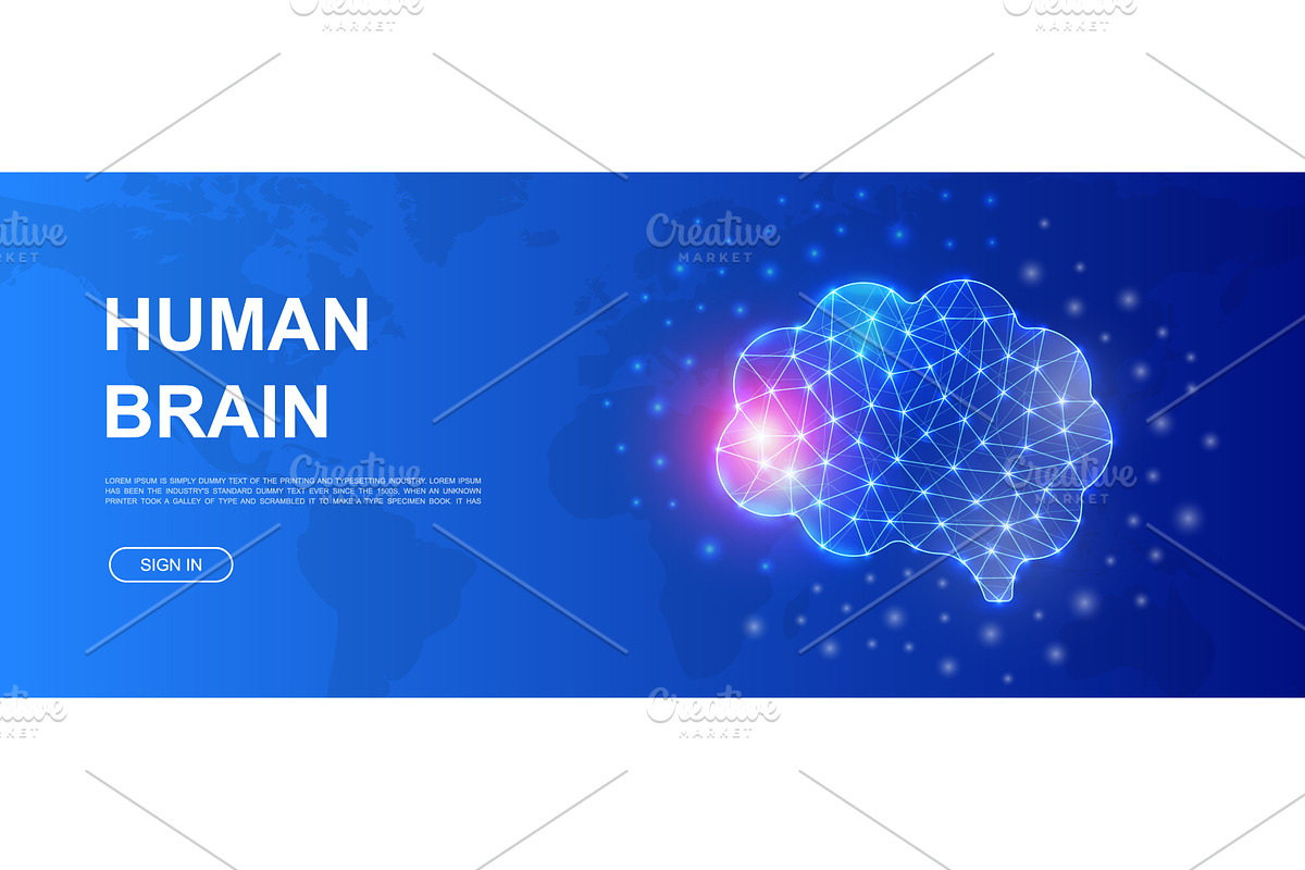Human brain polygonal horizontal, an Education Illustration by GraphiShop