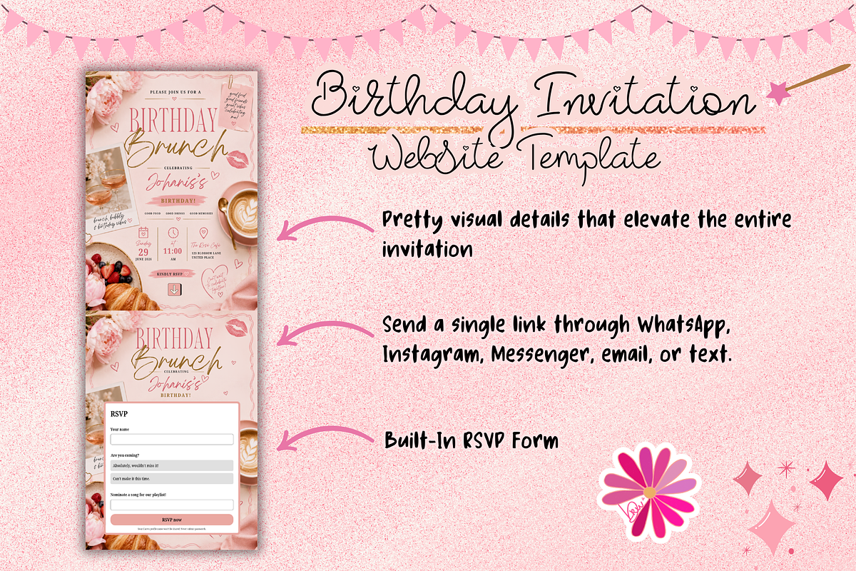 Birthday Brunch RSVP Website Invite, a Social Media Template by bellaROSEworkshop (Photo 4 of 5)