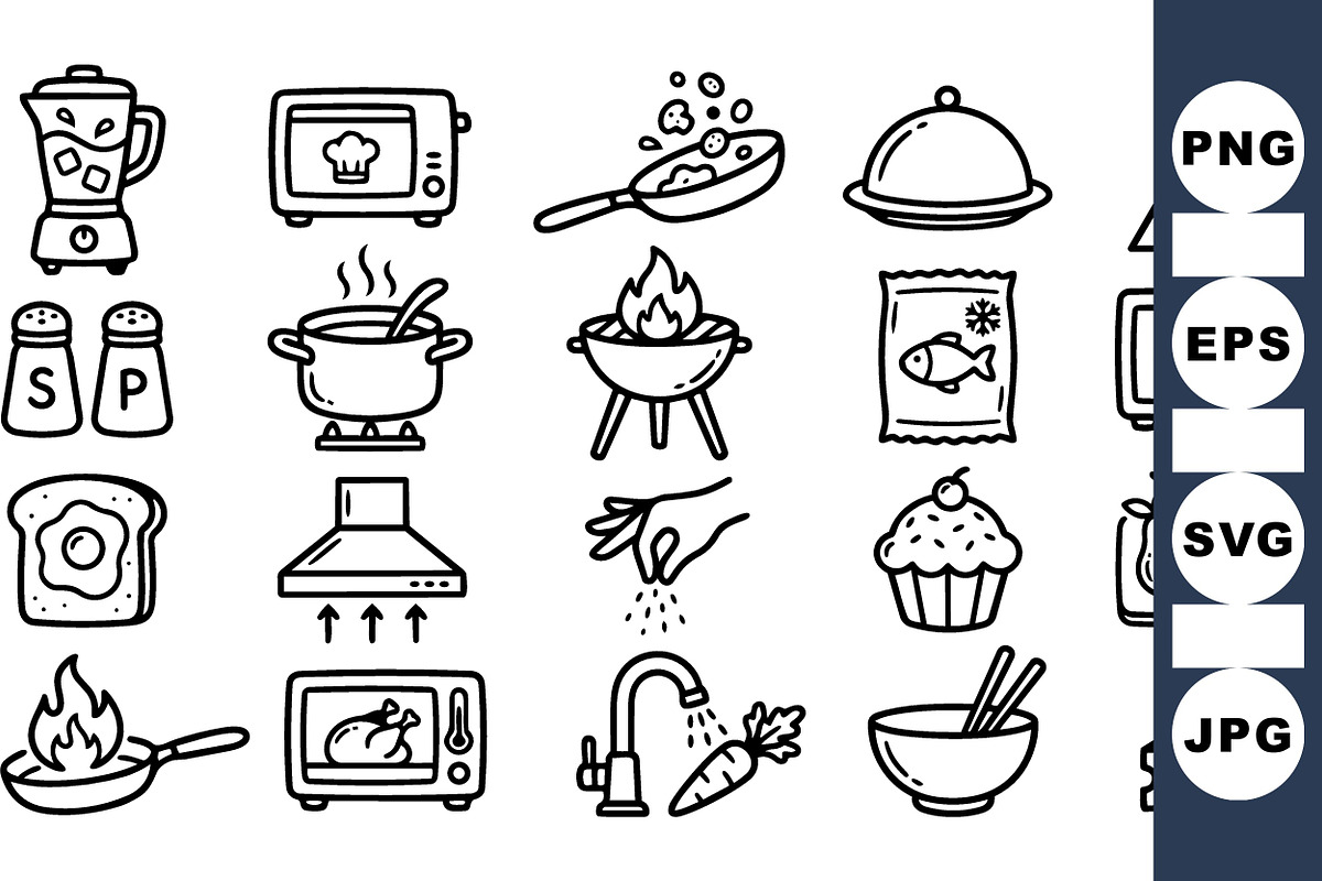 Hand Drawn Cooking Icon Set, an Illustration by designvectx (Photo 1 of 3)