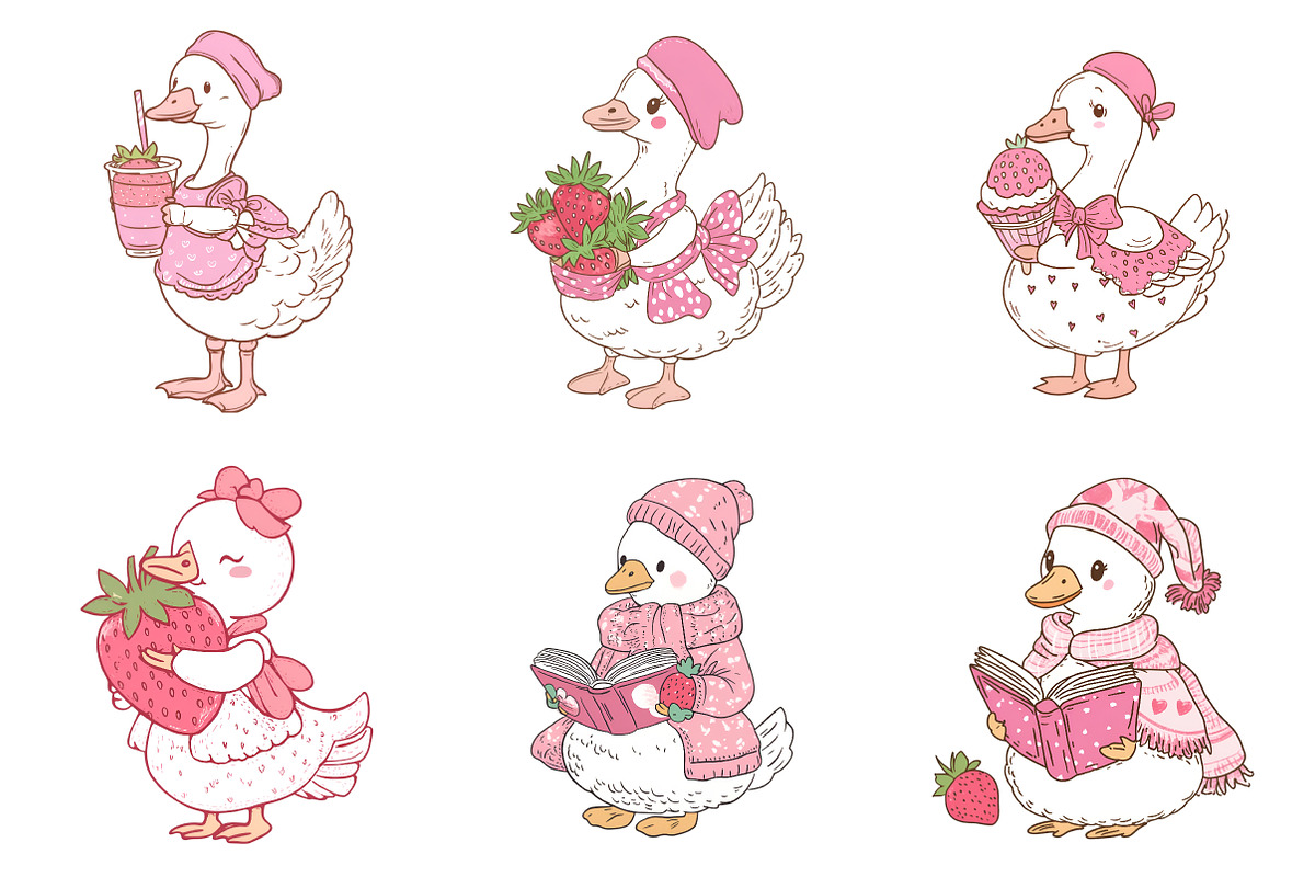 Strawberry Summer Goose Clipart, an Illustration by SinaCreation (Photo 3 of 11)