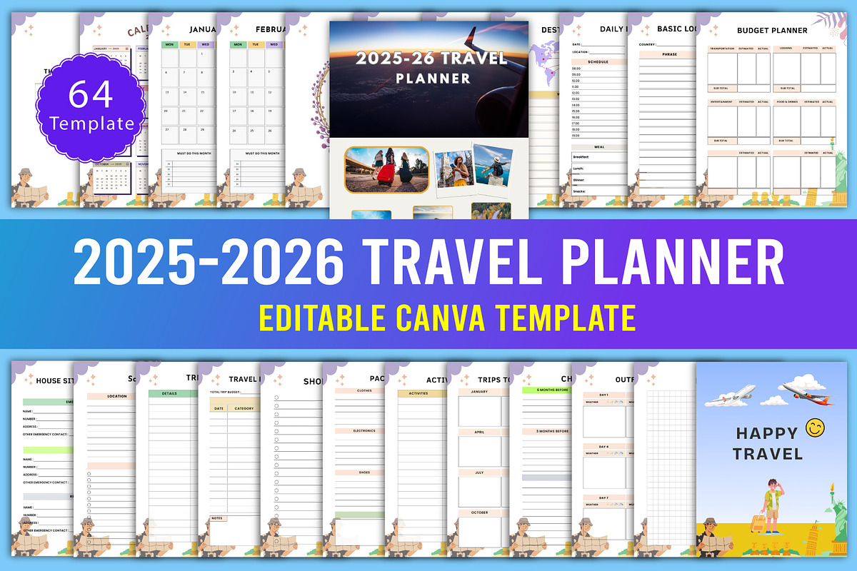 2025-2026 Travel Planner Canva, a Stationery Template by Designmela01 (Photo 1 of 7)