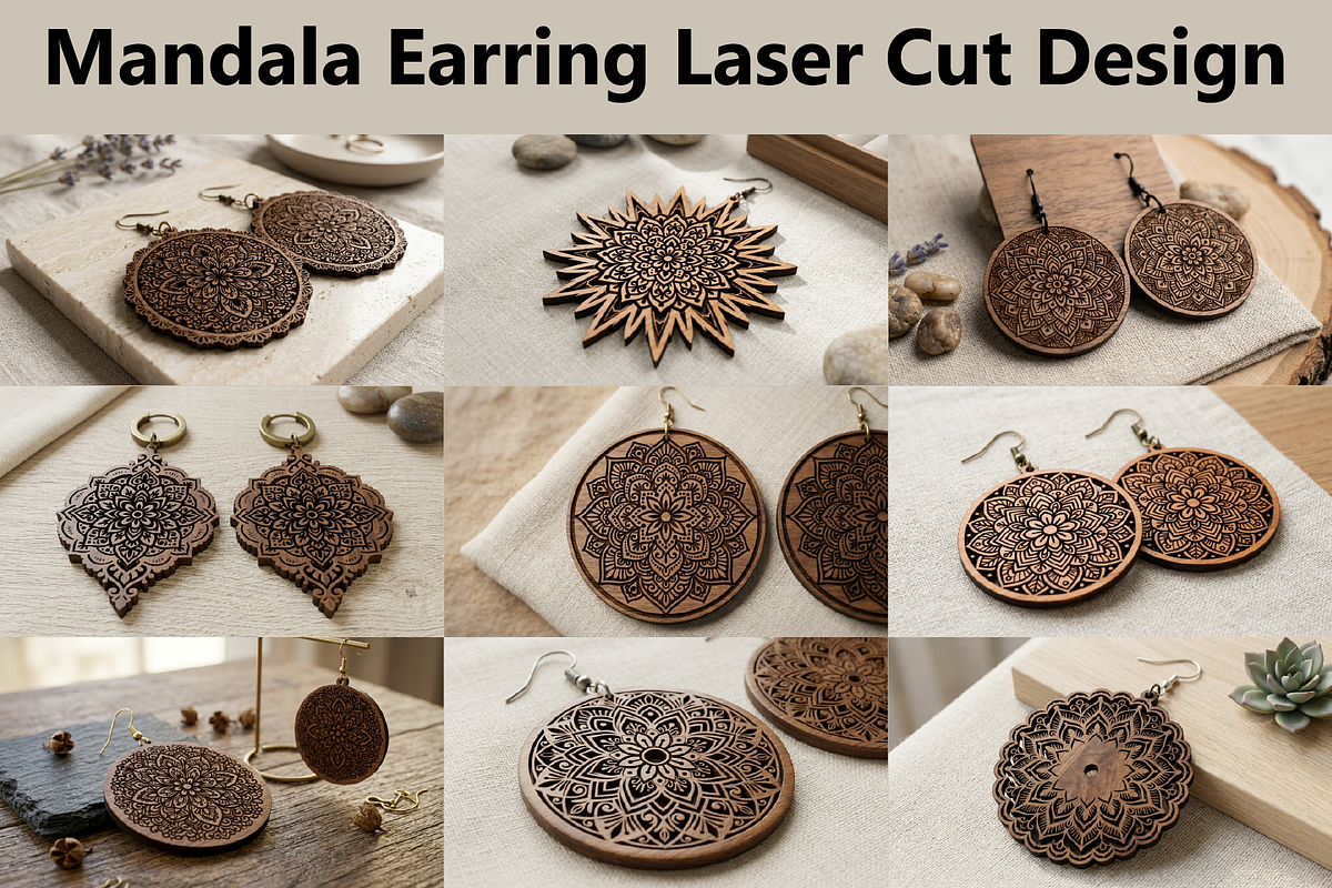 Mandala Earring SVGn, an Object Graphic by hafijul (Photo 1 of 11)