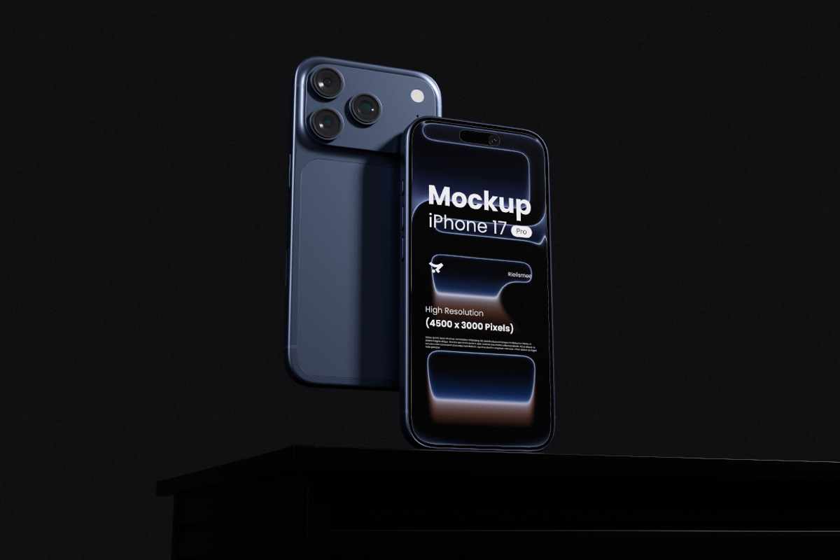 iPhone 17 Pro Mockup, an iPhone Mockup by Rielismee (Photo 3 of 5)