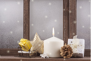 Windowsill with Christmas items