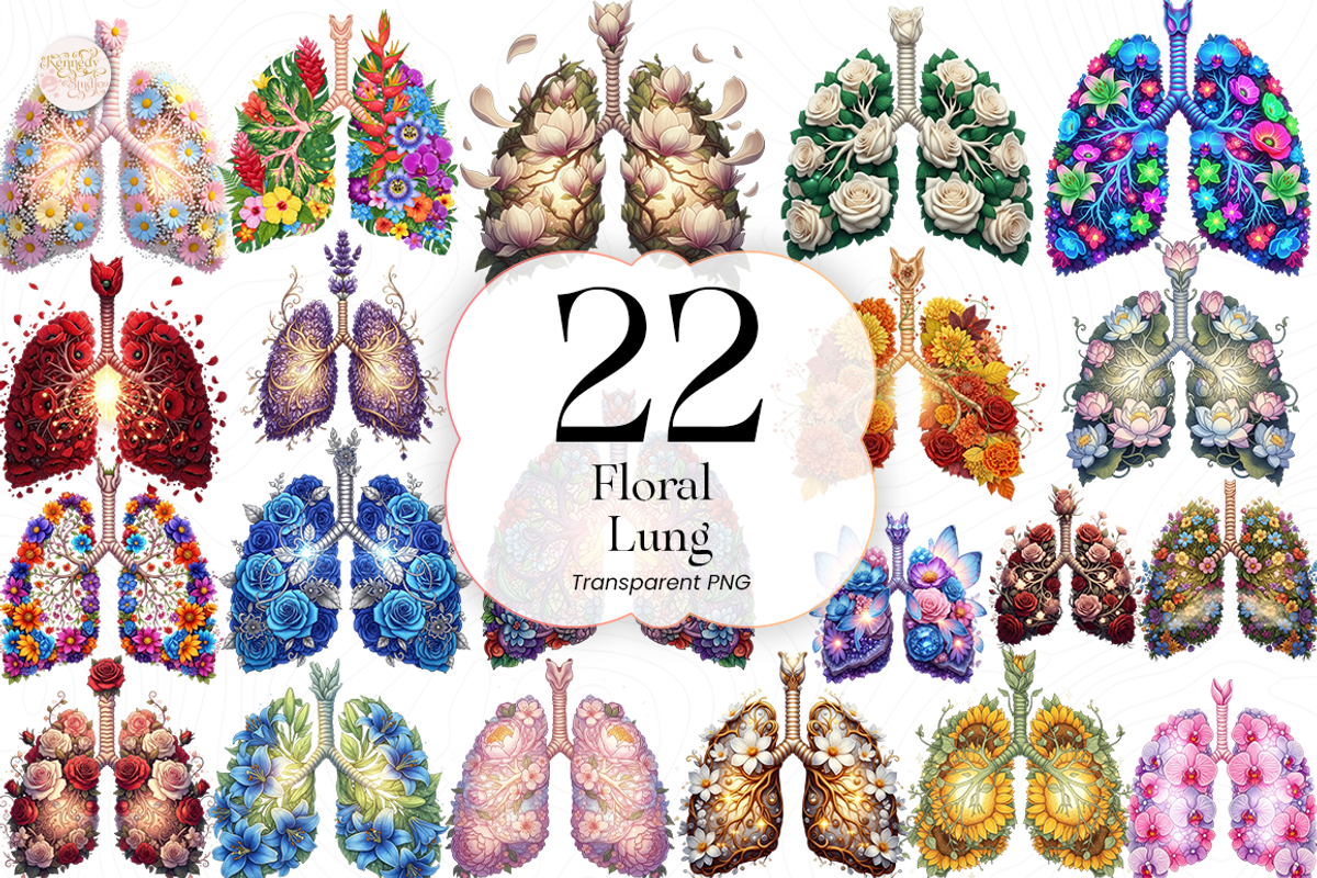 Floral Anatomical Lungs PNG Clipart., an Object Illustration by KennedyStudio (Photo 1 of 4)
