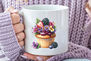 Watercolor Berry Cupcake Clipart, an Illustration by CraftArtStudio (Thumbnail 5 of 6)