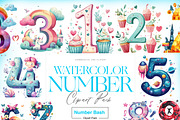 Numbers Clipart, Watercolor Numbers, an Education Illustration by BrushstrokeArtGB (Thumbnail 1 of 9)