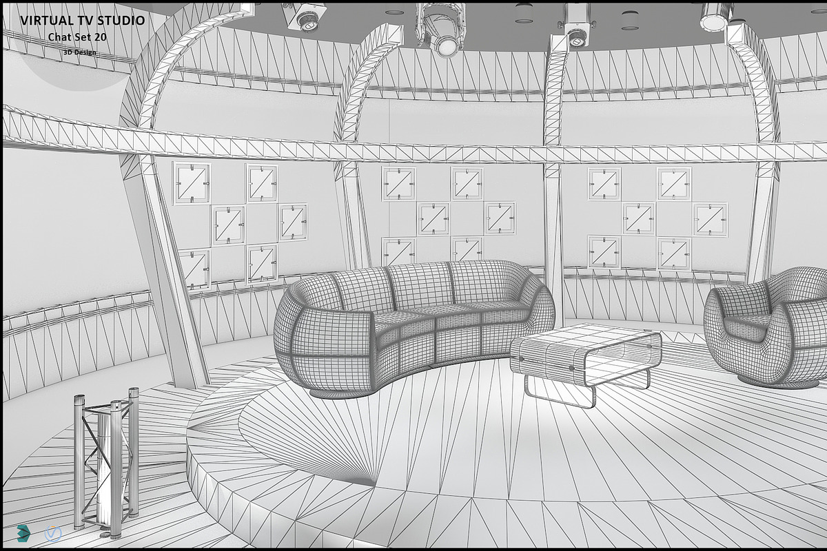 Virtual TV Studio Chat Set 20, an Architecture 3D Model by akerStudio (Photo 11 of 26)