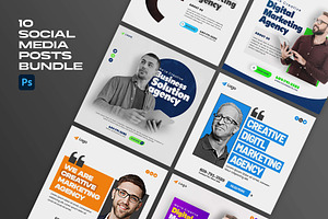 Agency Social Media Posts Bundle, a Social Media Template by Saman Osama