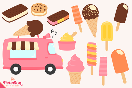 Ice Cream Truck Clipart, an Illustration by Peterson Design House