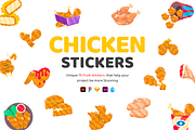 Flat Chicken Stickers, a Duotone Icon by Vectors Market (Thumbnail 1 of 5)