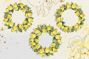 Lemons Sunny Watercolor Clipart