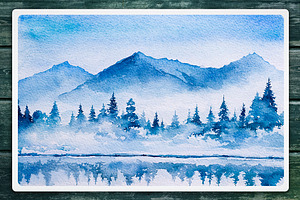 Winter Landscapes Set 2. Watercolor.