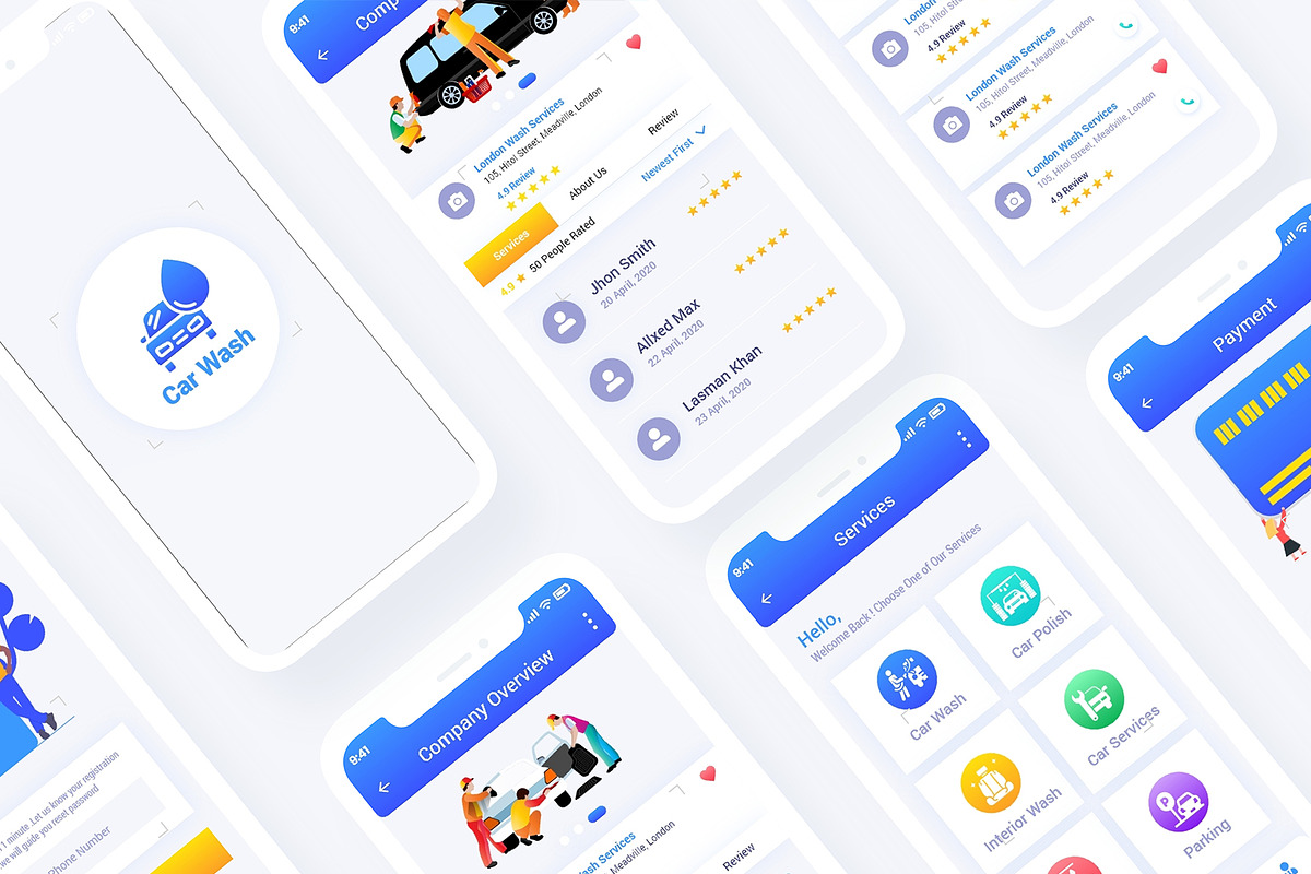 CarWash Servicing Mobile App UI Kit, an UI Kit Template by RiveupDigital (Photo 2 of 3)