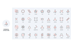 Chemical structure molecule icons, a Technology Illustration by Lemberg Vector