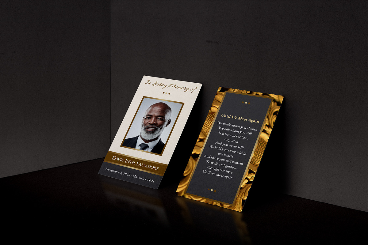 Golden Life Funeral Prayer Card, a Card Template by loswl (Photo 2 of 2)