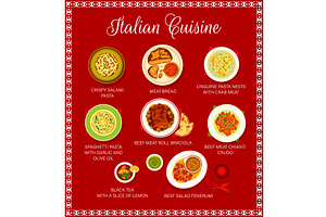 Italian cuisine menu page, a Food Illustration by Vector Tradition