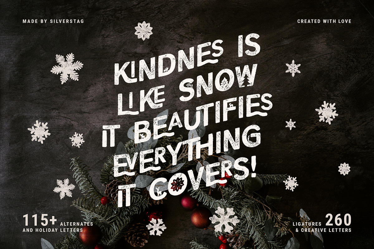 Holiday Galore - Hand-Drawn Font Duo, a Sans Serif Font by SilverStag Type Foundry (Photo 8 of 39)