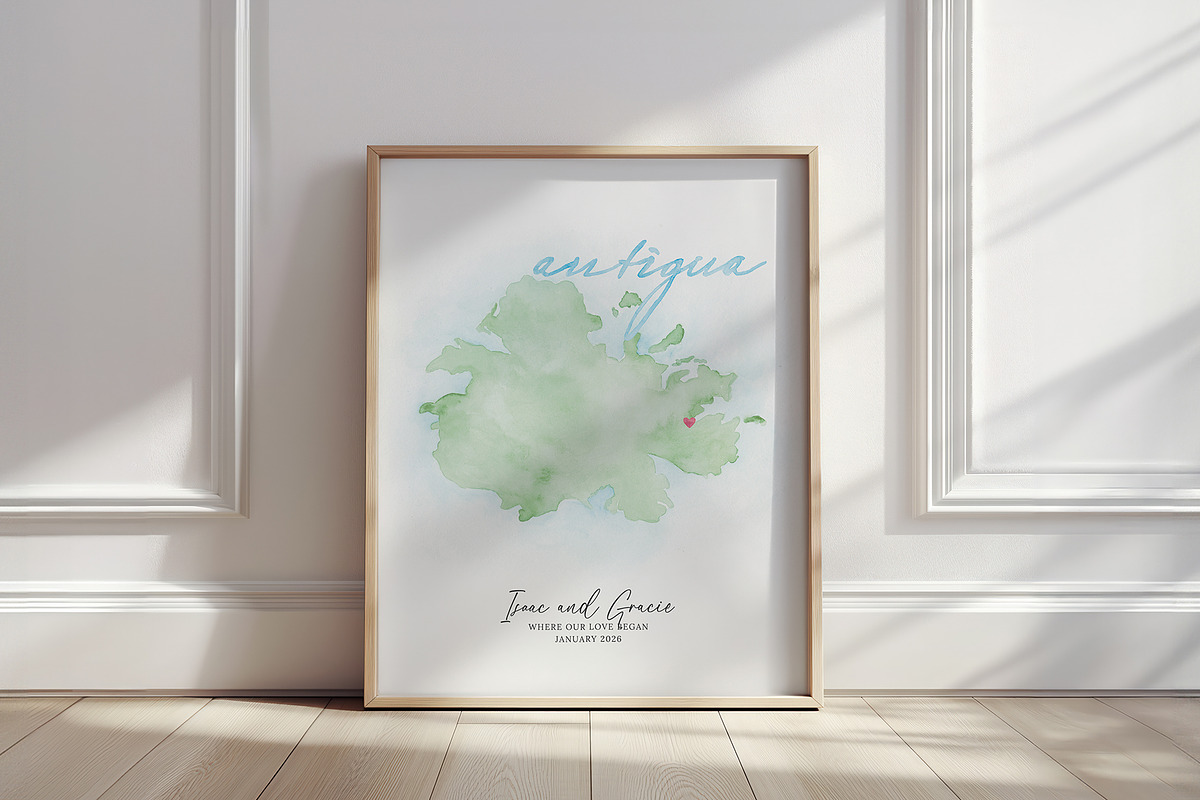 Watercolor Map of Antigua, an Illustration by Beloved Paper (Photo 2 of 6)