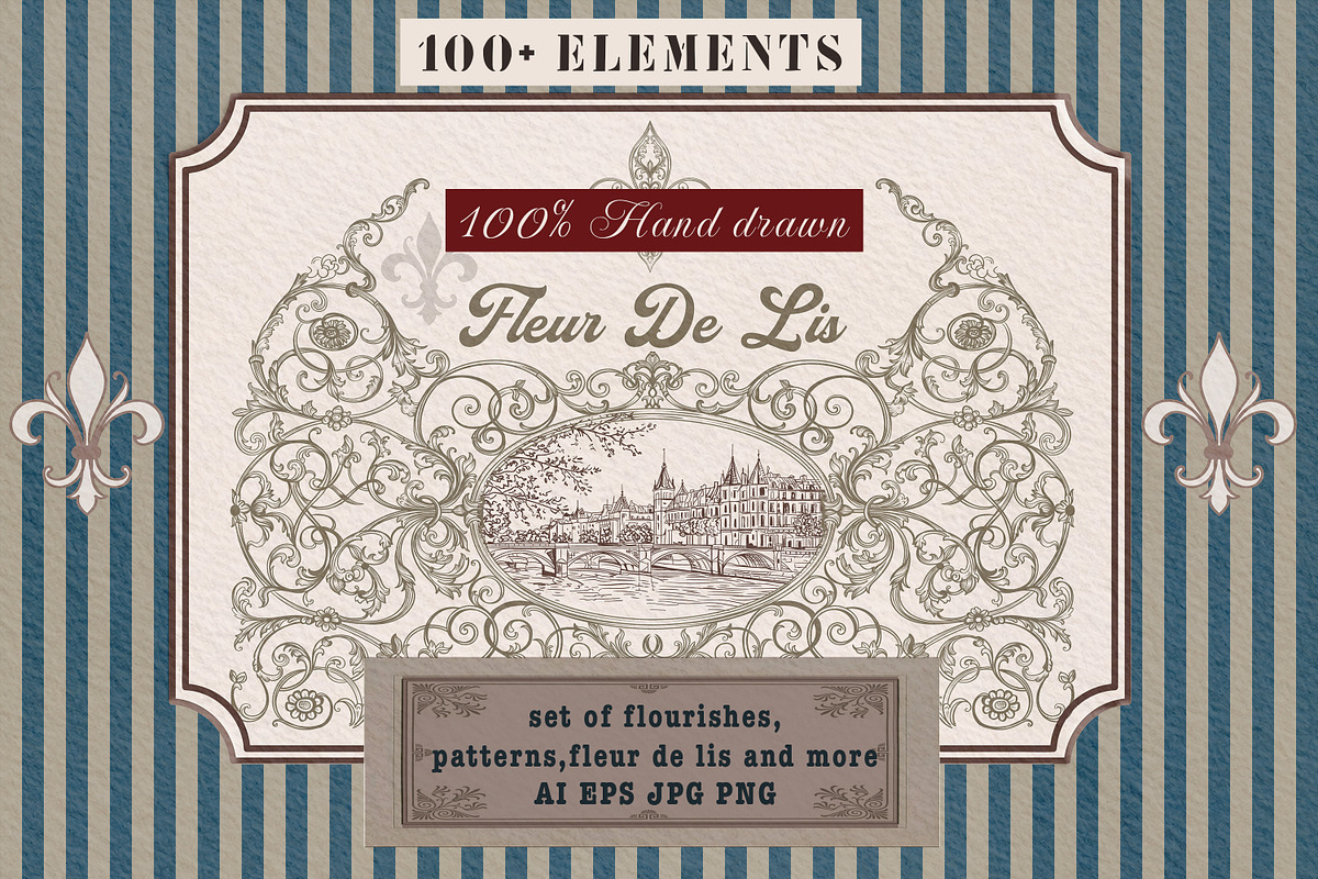 Vector Fleur de Lis & Flourishes, an Object Illustration by FleurArt (Photo 1 of 17)