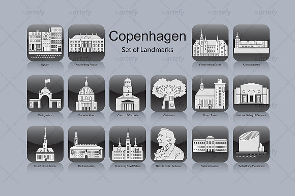 Copenhagen Landmark Icons (16X)