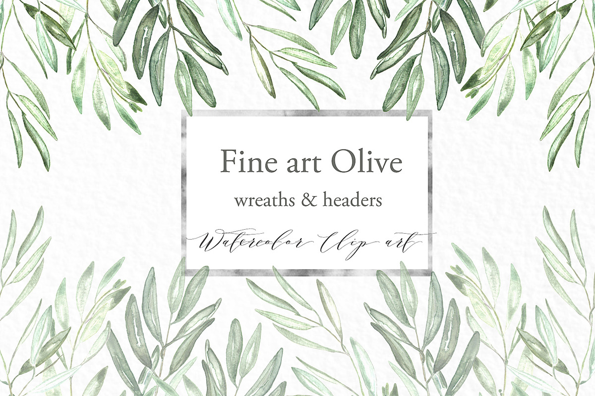 Olive oval wreaths & headers clipart, an Illustration by LABFcreations (Photo 3 of 5)