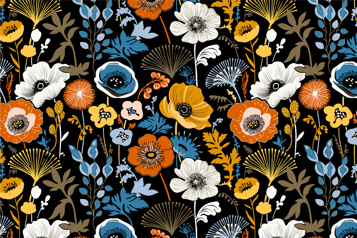 Decorative Flowers Pattern, a Pattern Graphic by Sunny_Lion