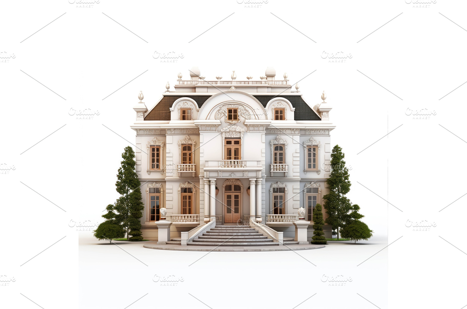 Majestic white palace featuring, an Architecture Photo by Alena Stoyko design