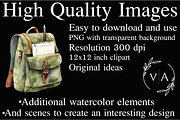 Watercolor Green Planner Clipart, an Illustration by Craft Nest (Thumbnail 8 of 9)