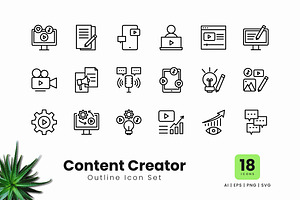 Content Creator Outline Icons, an Outline Icon by Zeer Graphic
